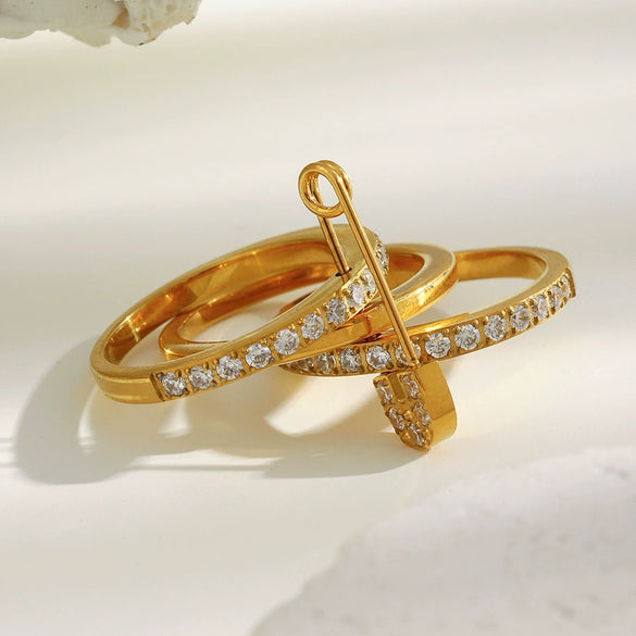 Wholesale Women's Geometric Stainless Steel Electroplated 18K Gold Threelayer Ring Hand Jewelry Light Luxury Style