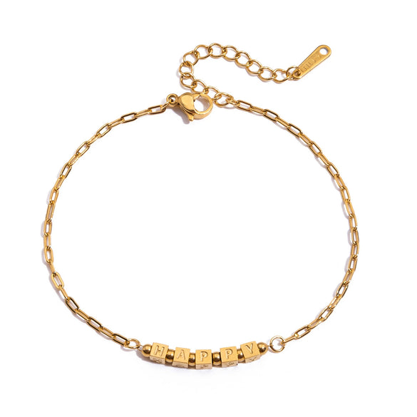 Wholesale Women's Geometric Stainless Steel Electroplated Letter Friendship Bracelet