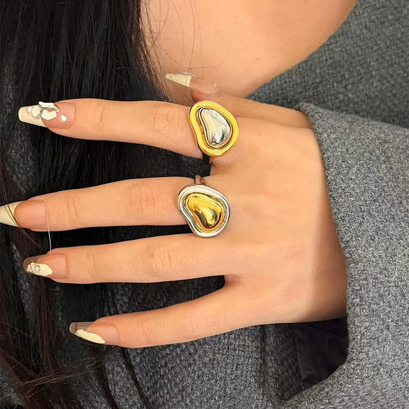 Wholesale Women's Geometric Stainless Steel Electroplated Love Ring Hand Jewelry