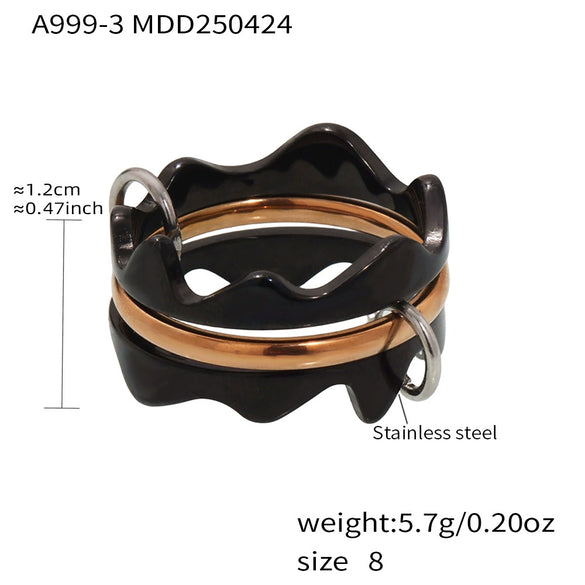 Wholesale Women's Geometric Stainless Steel Electroplated Multilayer Overlapping Ferris Wheel Finger Ring