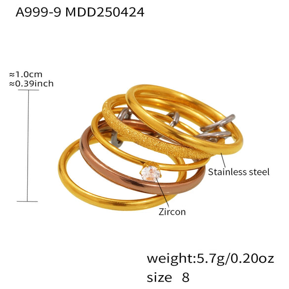 Wholesale Women's Geometric Stainless Steel Electroplated Multilayer Overlapping Ferris Wheel Finger Ring