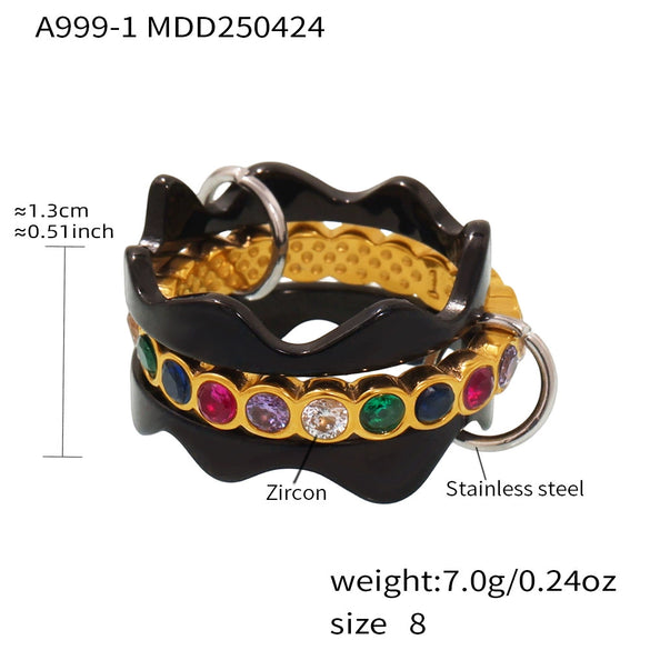 Wholesale Women's Geometric Stainless Steel Electroplated Multilayer Overlapping Ferris Wheel Finger Ring