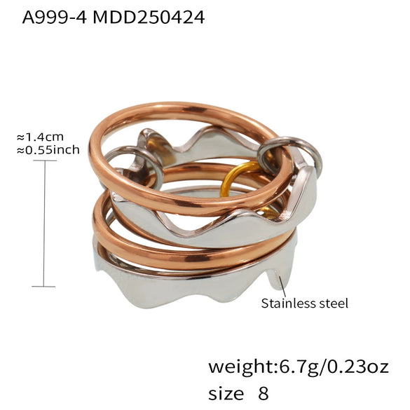 Wholesale Women's Geometric Stainless Steel Electroplated Multilayer Overlapping Ferris Wheel Finger Ring