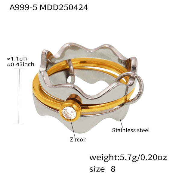 Wholesale Women's Geometric Stainless Steel Electroplated Multilayer Overlapping Ferris Wheel Finger Ring