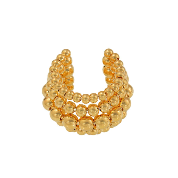 Wholesale Women's Geometric Stainless Steel Electroplated Multilayered Beads Wide Version Open Ring