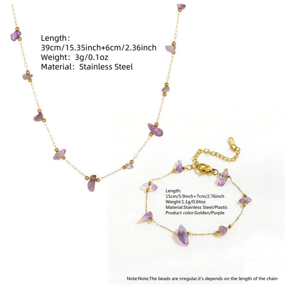 Wholesale Women's Geometric Stainless Steel Electroplated Necklace And Bracelet Set
