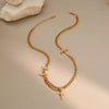 Wholesale Women's Geometric Stainless Steel Electroplated Necklace In Cuban Chain Style