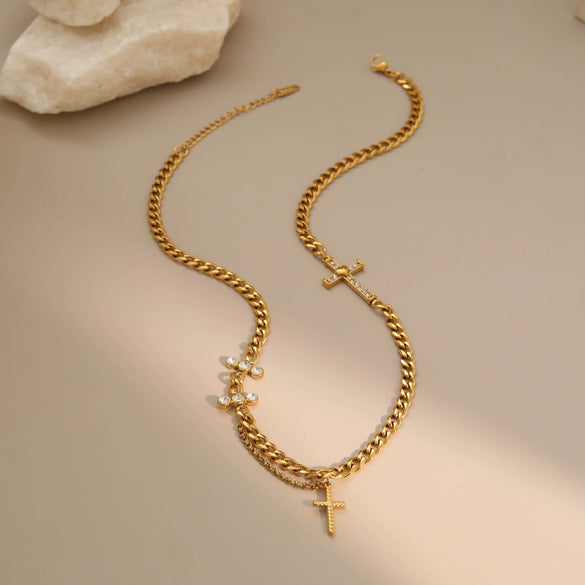 Wholesale Women's Geometric Stainless Steel Electroplated Necklace In Cuban Chain Style