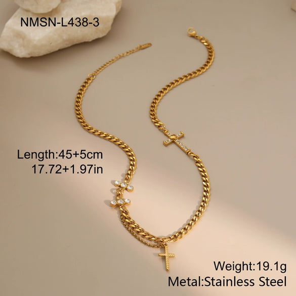 Wholesale Women's Geometric Stainless Steel Electroplated Necklace In Cuban Chain Style