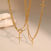 Wholesale Women's Geometric Stainless Steel Electroplated Necklace In Cuban Chain Style
