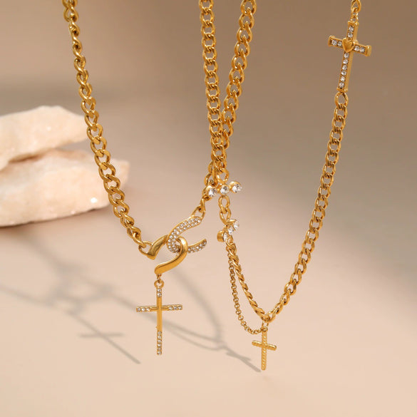Wholesale Women's Geometric Stainless Steel Electroplated Necklace In Cuban Chain Style