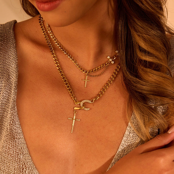 Wholesale Women's Geometric Stainless Steel Electroplated Necklace In Cuban Chain Style