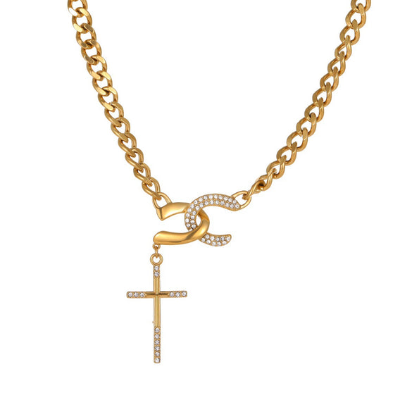 Wholesale Women's Geometric Stainless Steel Electroplated Necklace In Cuban Chain Style