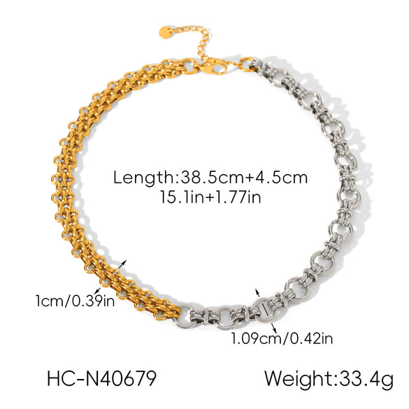 Wholesale Women's Geometric Stainless Steel Electroplated Necklace In Gold And Silver Color Matching