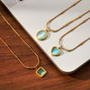 Wholesale Women's Geometric Stainless Steel Electroplated Necklace With Cat's Eye Stone