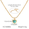 Wholesale Women's Geometric Stainless Steel Electroplated Necklace With Cat's Eye Stone
