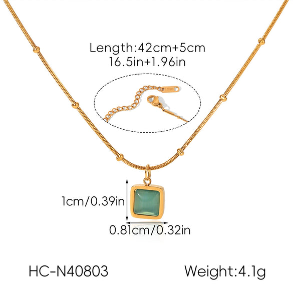 Wholesale Women's Geometric Stainless Steel Electroplated Necklace With Cat's Eye Stone
