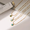 Wholesale Women's Geometric Stainless Steel Electroplated Necklace With Cat's Eye Stone