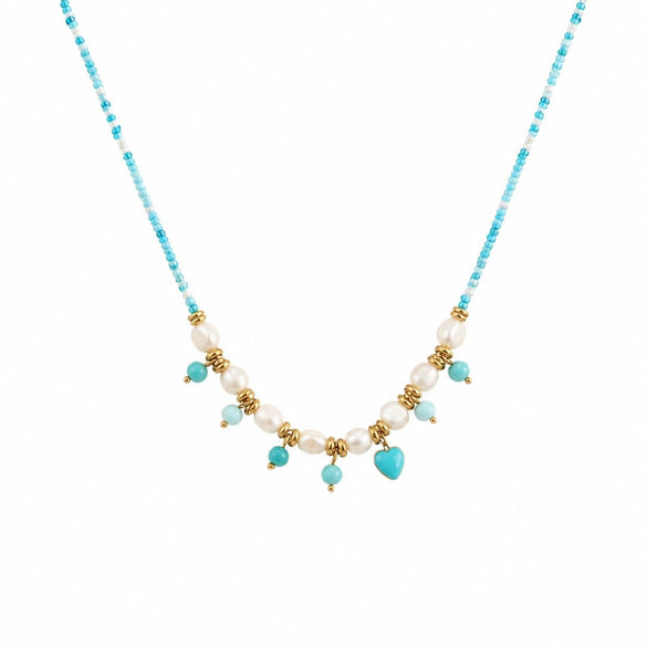 Wholesale Women's Geometric Stainless Steel Electroplated Necklace With Small Fish Heart Design