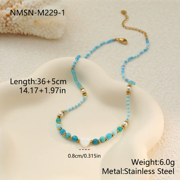Wholesale Women's Geometric Stainless Steel Electroplated Necklace With Small Fish Heart Design
