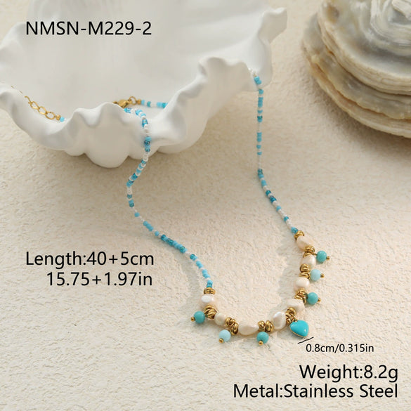 Wholesale Women's Geometric Stainless Steel Electroplated Necklace With Small Fish Heart Design