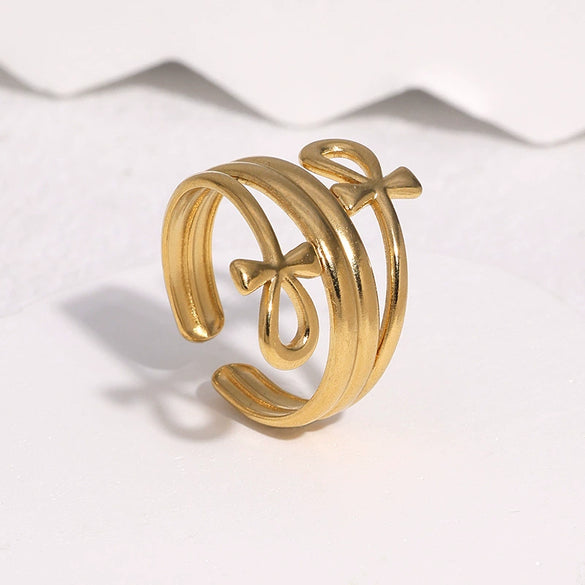 Wholesale Women's Geometric Stainless Steel Electroplated Open Ring Jewelry