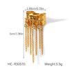 Wholesale Women's Geometric Stainless Steel Electroplated Open Ring Tassel Jewelry