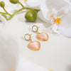 Wholesale Women's Geometric Stainless Steel Electroplated Pearl Pink Cat's Eye Earrings