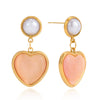 Wholesale Women's Geometric Stainless Steel Electroplated Pearl Pink Cat's Eye Earrings