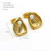 Wholesale Women's Geometric Stainless Steel Electroplated Pearl Stud Earrings With Unique Texture
