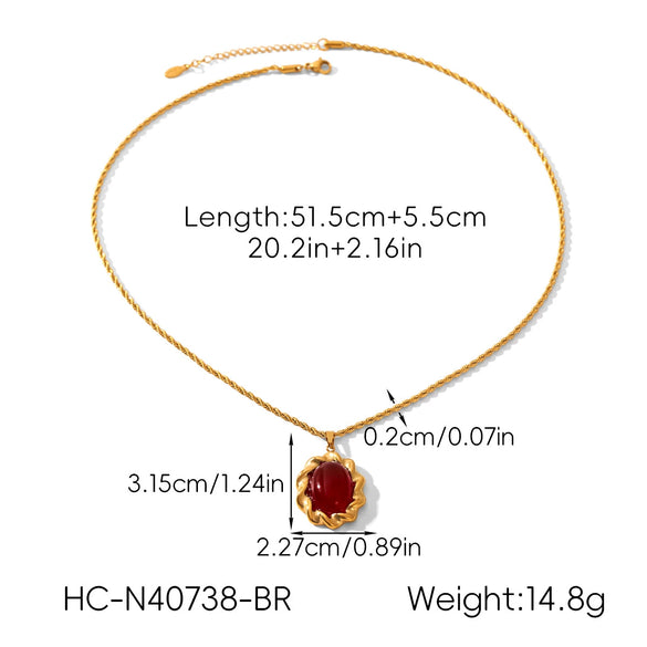 Wholesale Women's Geometric Stainless Steel Electroplated Pendant Necklace With Twist Chain