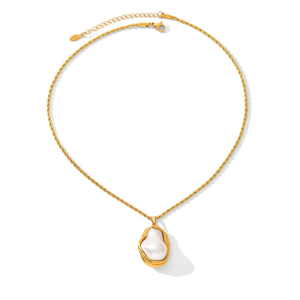 Wholesale Women's Geometric Stainless Steel Electroplated Pendant Necklace With Twist Chain