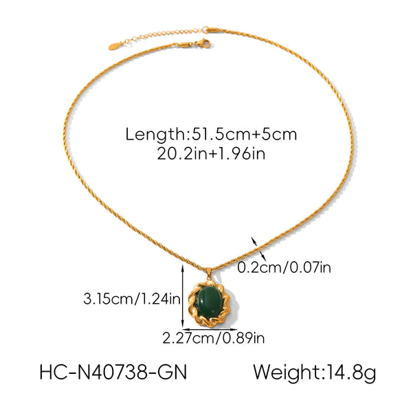 Wholesale Women's Geometric Stainless Steel Electroplated Pendant Necklace With Twist Chain