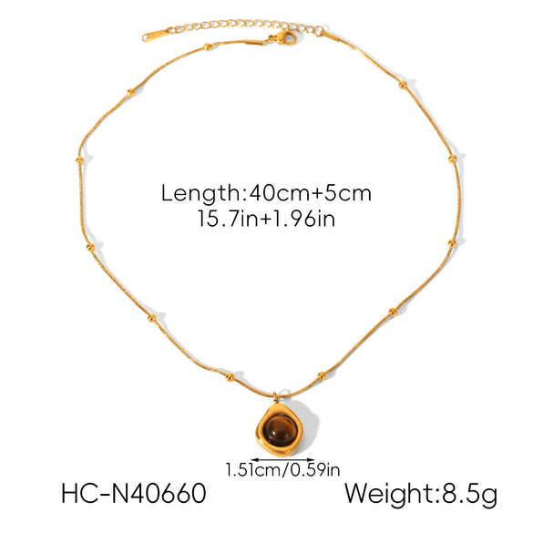 Wholesale Women's Geometric Stainless Steel Electroplated Pendant Necklace With Twist Chain