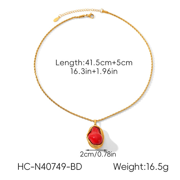 Wholesale Women's Geometric Stainless Steel Electroplated Pendant Necklace With Twist Chain