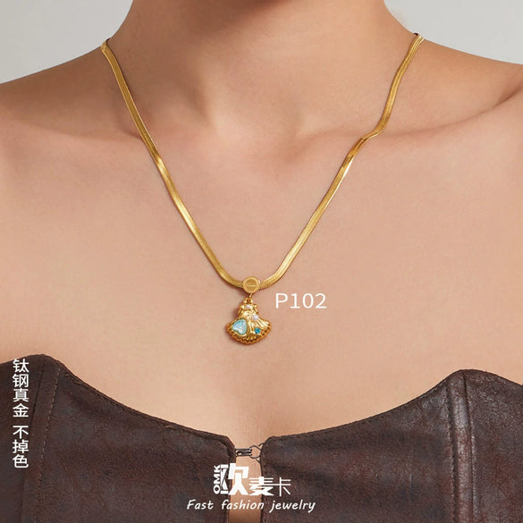 Wholesale Women's Geometric Stainless Steel Electroplated Pendant Necklace