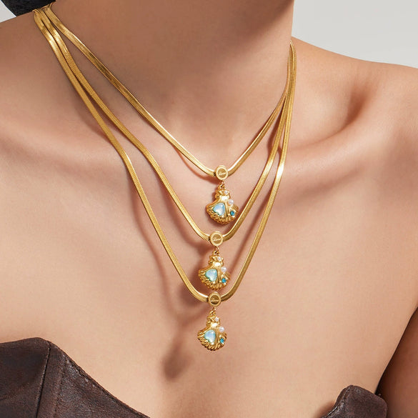 Wholesale Women's Geometric Stainless Steel Electroplated Pendant Necklace