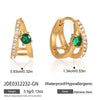 Wholesale Women's Geometric Stainless Steel Electroplated Rhinestone Green Zircon Earrings