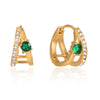 Wholesale Women's Geometric Stainless Steel Electroplated Rhinestone Green Zircon Earrings