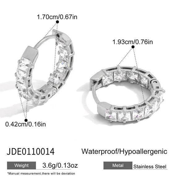 Wholesale Women's Geometric Stainless Steel Electroplated Rhinestone Green Zircon Earrings