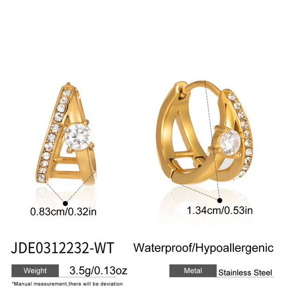 Wholesale Women's Geometric Stainless Steel Electroplated Rhinestone Green Zircon Earrings