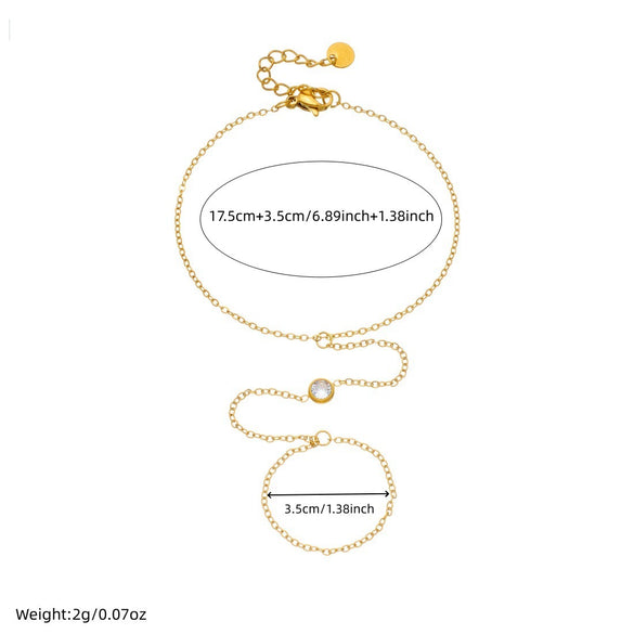 Wholesale Women's Geometric Stainless Steel Electroplated Ring Bracelet Integrated Hand Jewelry