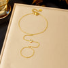Wholesale Women's Geometric Stainless Steel Electroplated Ring Bracelet Integrated Hand Jewelry