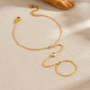 Wholesale Women's Geometric Stainless Steel Electroplated Ring Bracelet Integrated Hand Jewelry