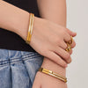 Wholesale Women's Geometric Stainless Steel Electroplated Ring Bracelet With Zirconia Inlay And 18K Real Gold Clasp Jewelry