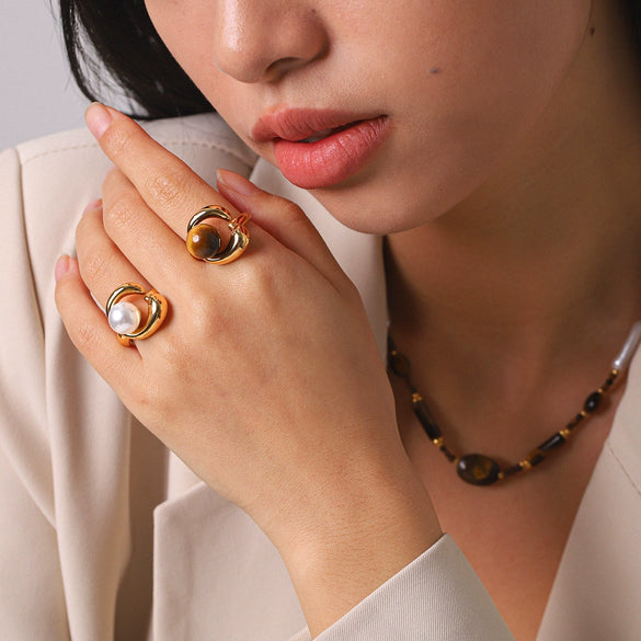 Wholesale Women's Geometric Stainless Steel Electroplated Ring In Ins Style