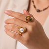 Wholesale Women's Geometric Stainless Steel Electroplated Ring In Ins Style