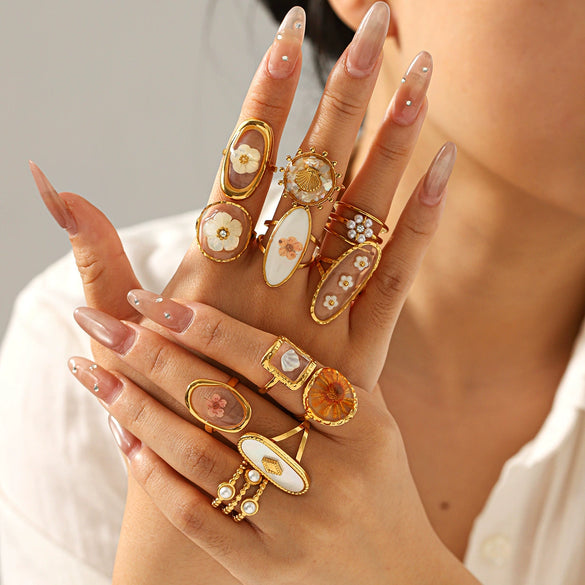 Wholesale Women's Geometric Stainless Steel Electroplated Ring Jewelry