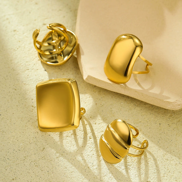 Wholesale Women's Geometric Stainless Steel Electroplated Ring