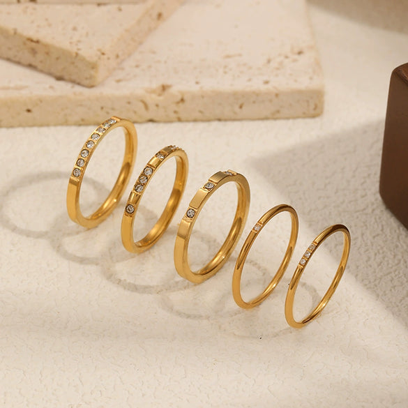 Wholesale Women's Geometric Stainless Steel Electroplated Ring
